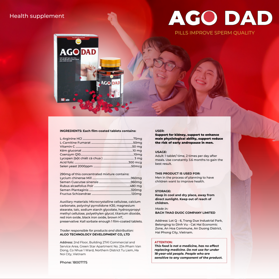 AGO DAD Fertility Booster: Enhanced Vitality & Sperm Health Supplement
